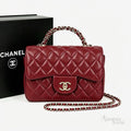 Chanel Top Handle Mini Rectangular Flap Bag – Burgundy - View 5