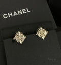 Chanel Metal CC Square Earrings Gold