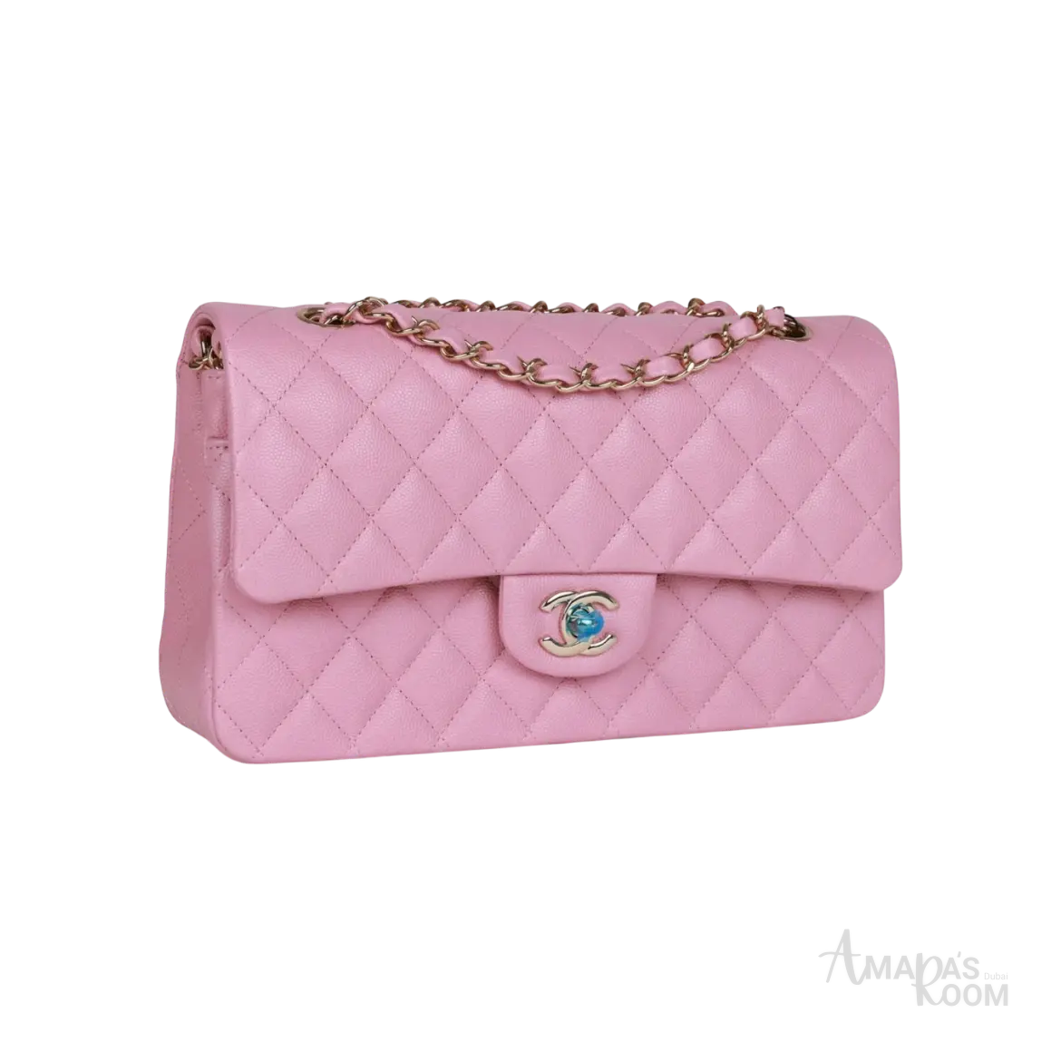 Chanel Classic Double Flap Bag Dark Pink Caviar Light Gold Hardware - View 2