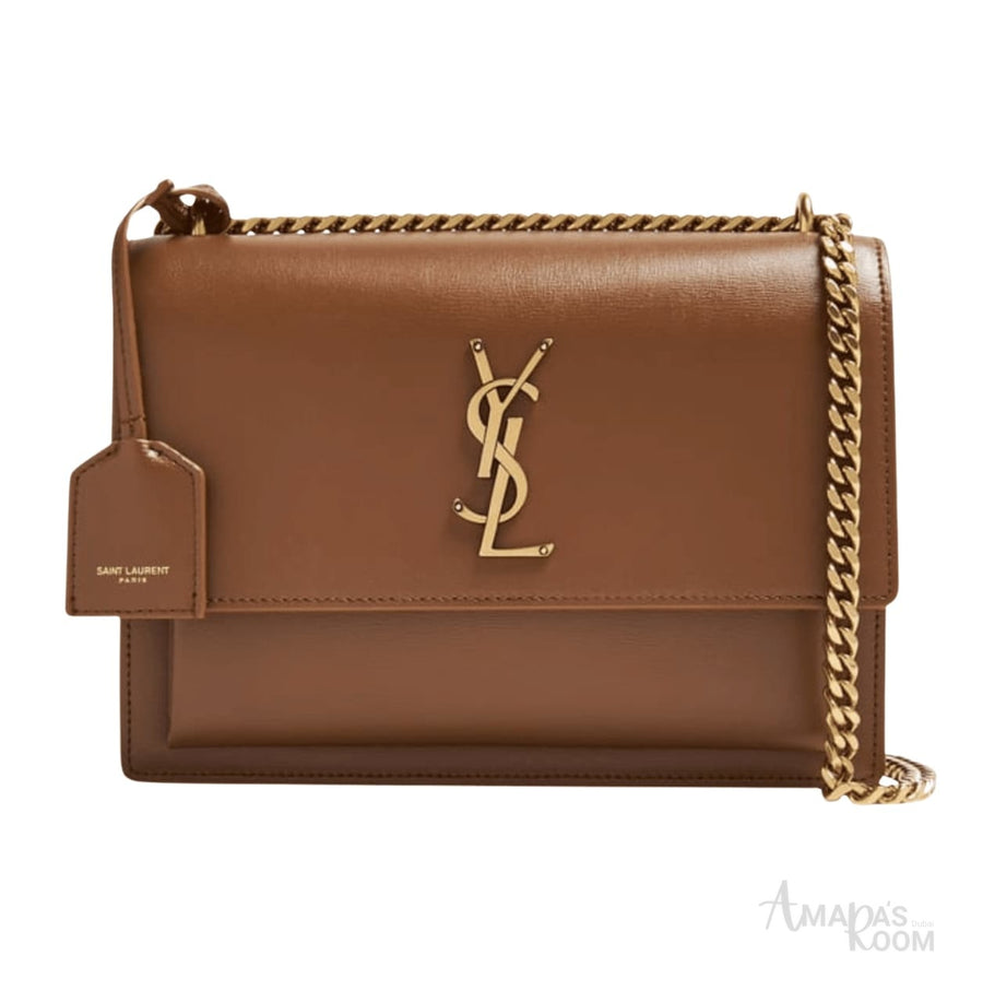 حقيبة YSL | حقيبة كتف متوسطة صن سيت لون بني تان