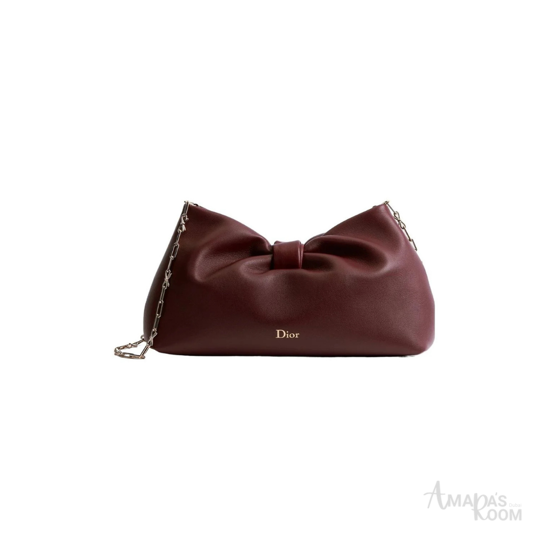 Dior Medium Leather Bow Bag – Burgundy - View 1