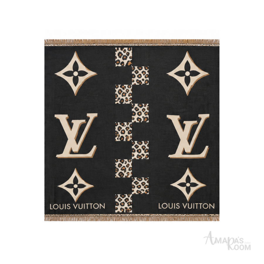 Louis Vuitton Scarf | Monogram Black Leopard Accent