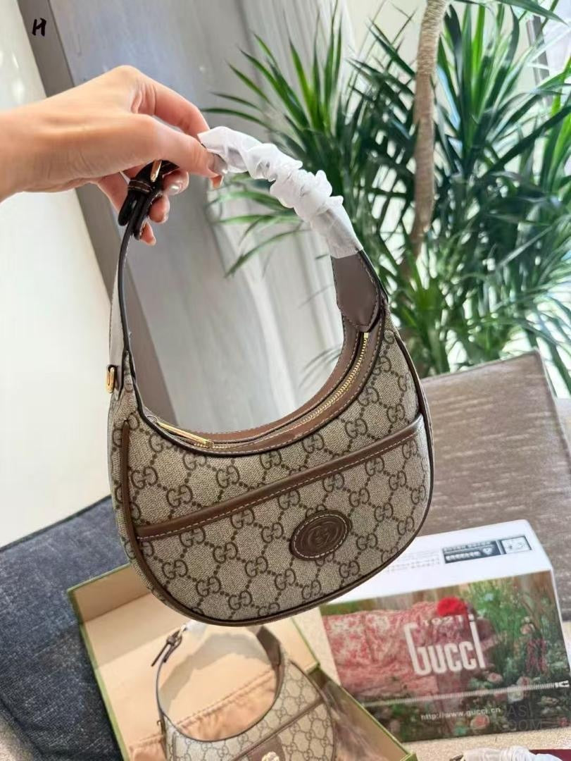 Gucci GG Supreme Half-Moon Mini Bag – Nude - View 5