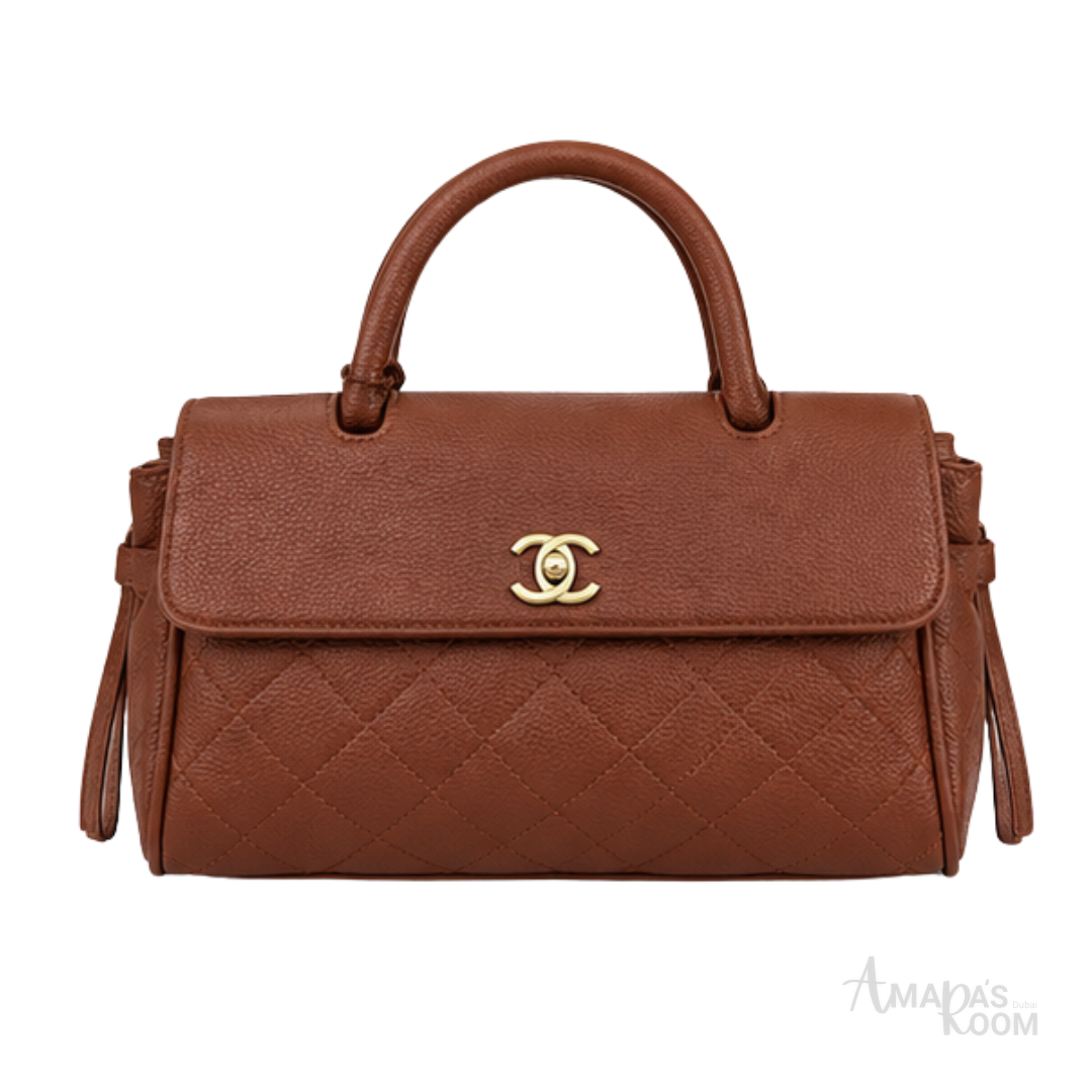 Chanel Bag | Urban Essentials Small Shopping Bag (East-West Baguette Tote) – Caramel (Brown – Tan grained calfskin leather with gold-tone hardware)