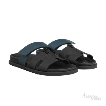 Hermès Chypre Sandals – Noir / Bleu Céleste - View 1