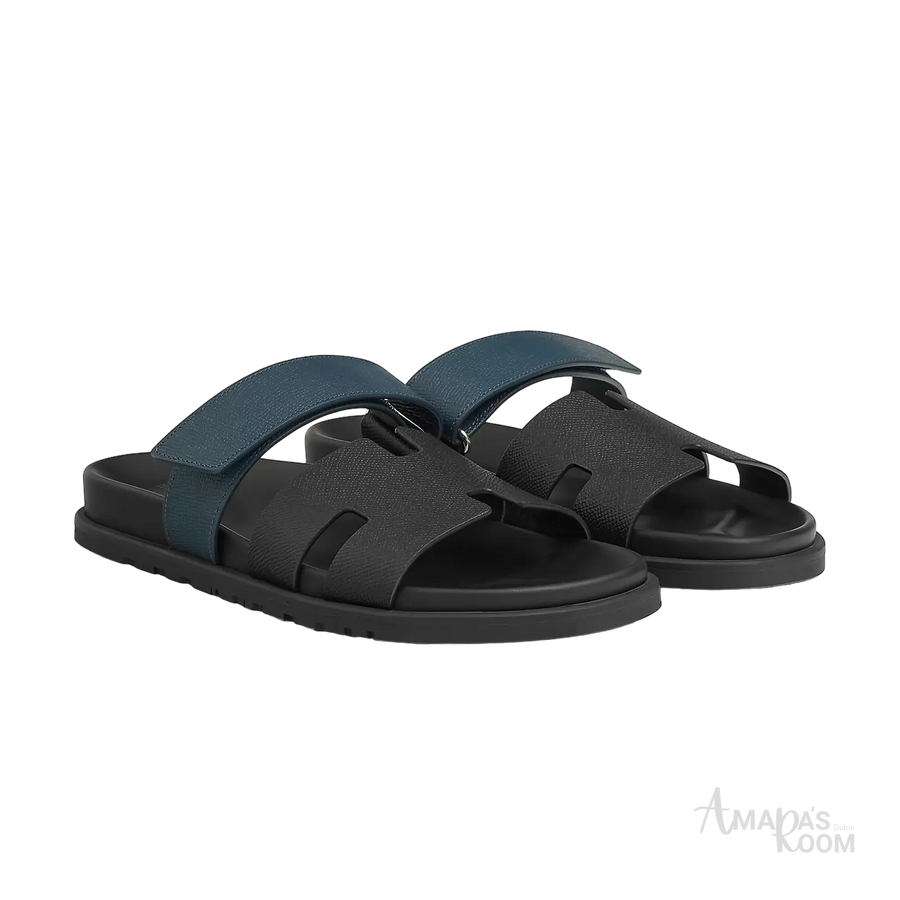 Hermès Chypre Sandals – Noir / Bleu Céleste - View 1