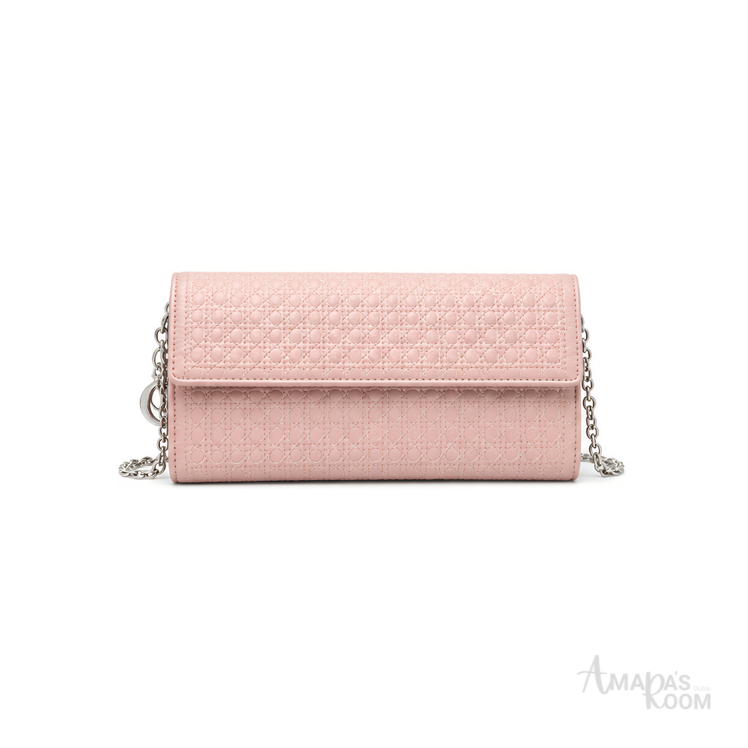 Dior Cannage Chain Wallet – Light Pink - View 1