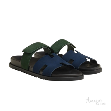 Hermès Chypre Sandals – Bleu Océan / Vert Bouteille - View 1