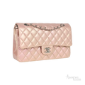 Chanel Classic Double Flap Bag Pink Iridescent Lambskin Silver Hardware - View 2