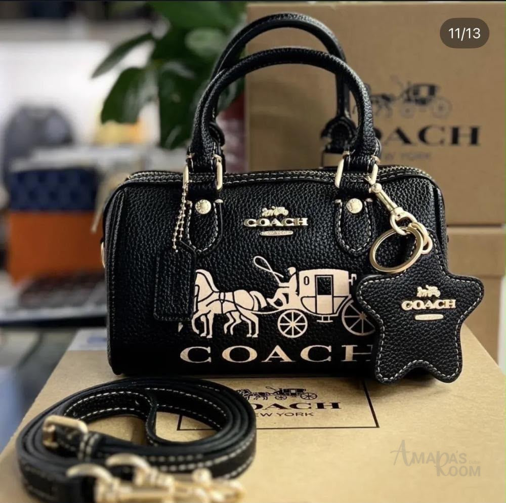 Coach Satchel Handbag – Black Horse & Carriage Print - View 5