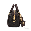 Coach Bag | Mini Rowan Crossbody Bag (featuring a detachable star logo charm) – Brown – Black (Signature Canvas with dark brown leather trim and gold-tone hardware)