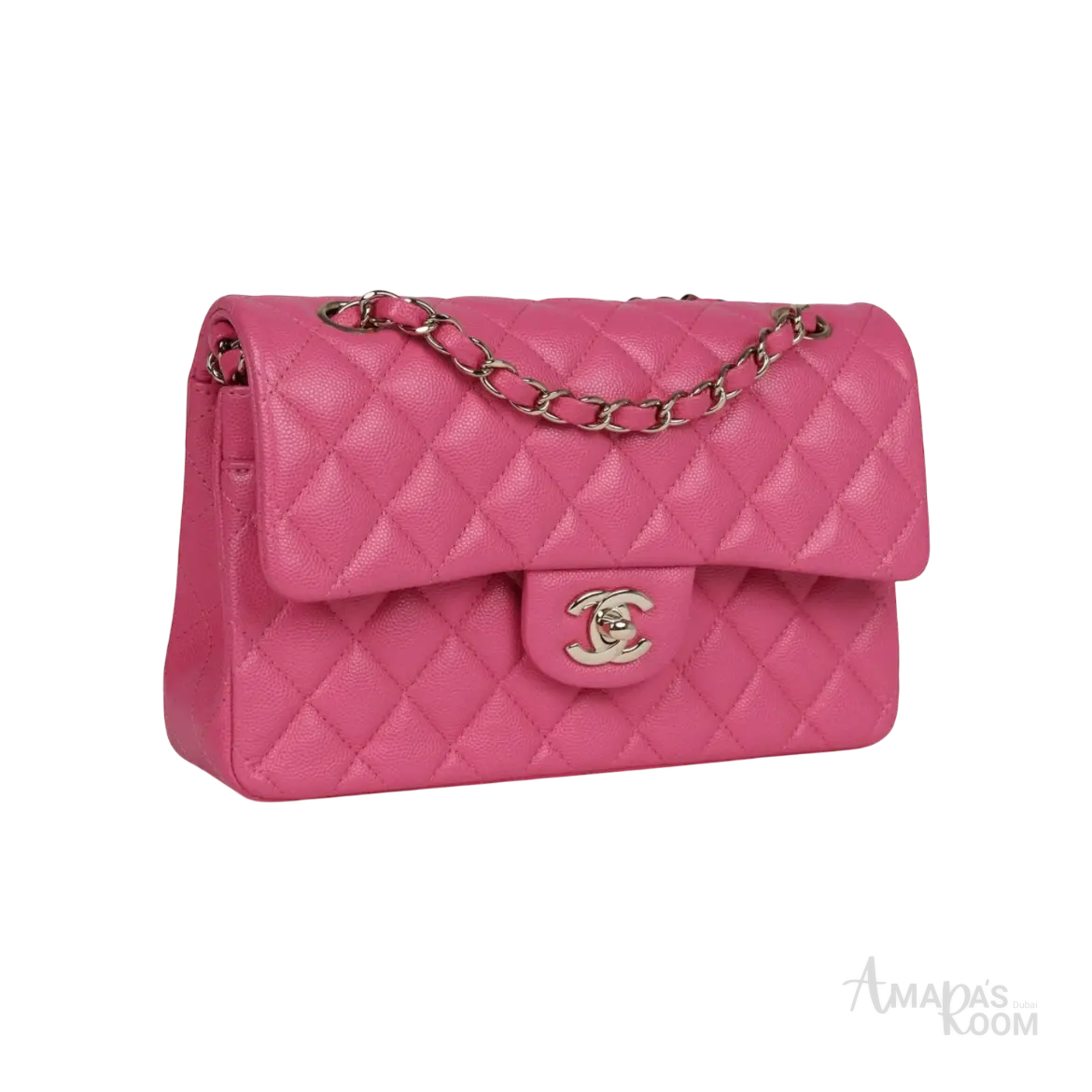 Chanel Classic Double Flap Bag Dark Pink Caviar Light Gold Hardware - View 2
