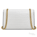 Saint Laurent Bag | (YSL) – Cassandra Medium Chain Wallet (Envelope Shoulder Bag) – White (Croc-Embossed Leather with gold-tone hardware)