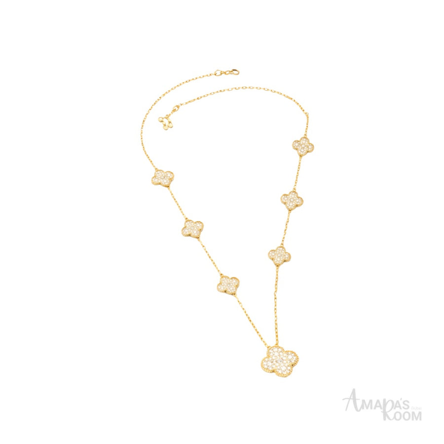 Van Cleef & Arpels Jewelry | Diamond Clover Necklace Earrings Bracelet Ring Set