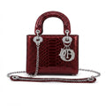 Dior Lady Dior-Style Mini Handbag – Glossy Burgundy - View 1