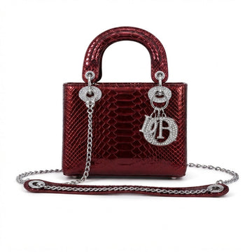 Dior Lady Dior-Style Mini Handbag – Glossy Burgundy - View 1
