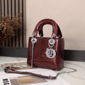 Dior Lady Dior-Style Mini Handbag – Glossy Burgundy - View 4