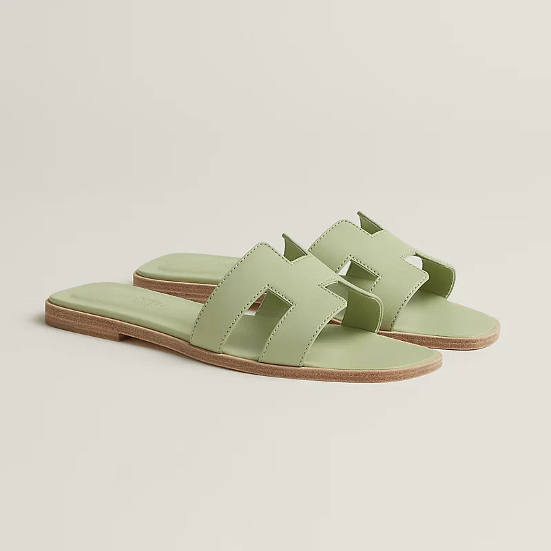 Oran Leather Slides – Sea Green – Amara UAE image 3