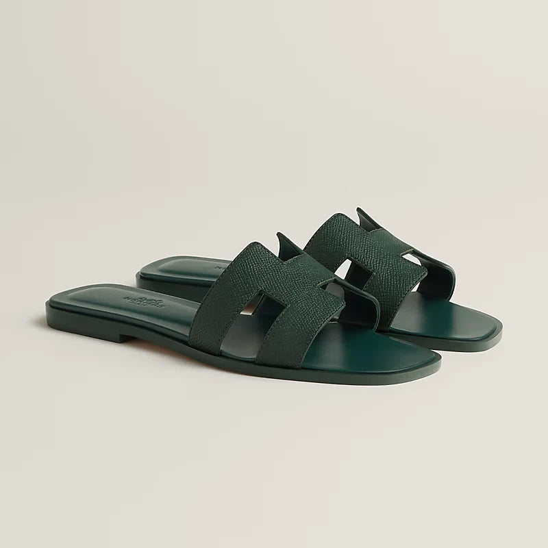Oran Calfskin Slides – Emerald Green – Amara UAE image 3
