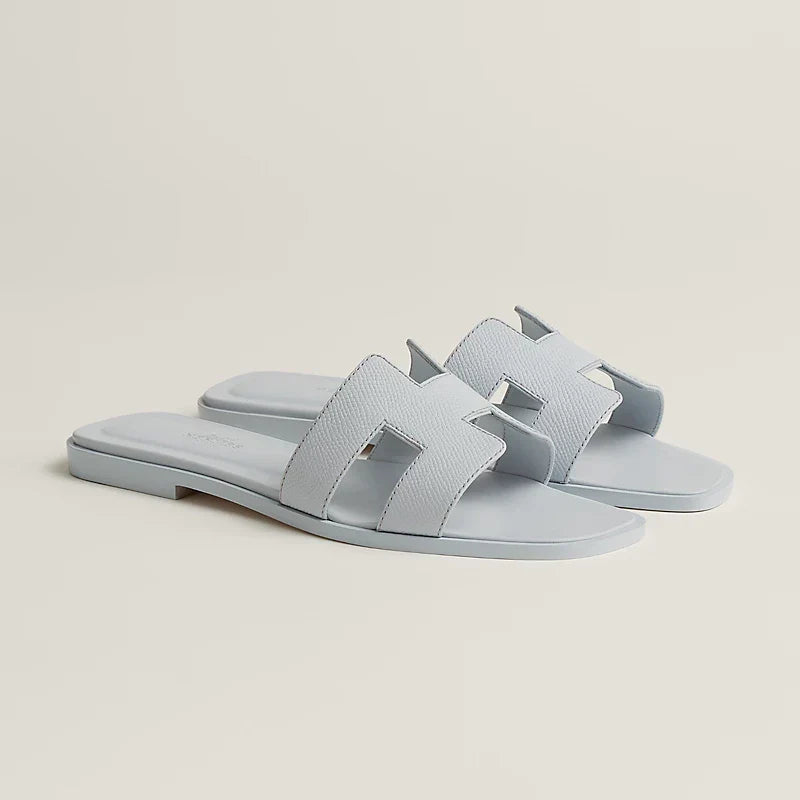 Oran Leather Slides – Ice White – Amara UAE image 2