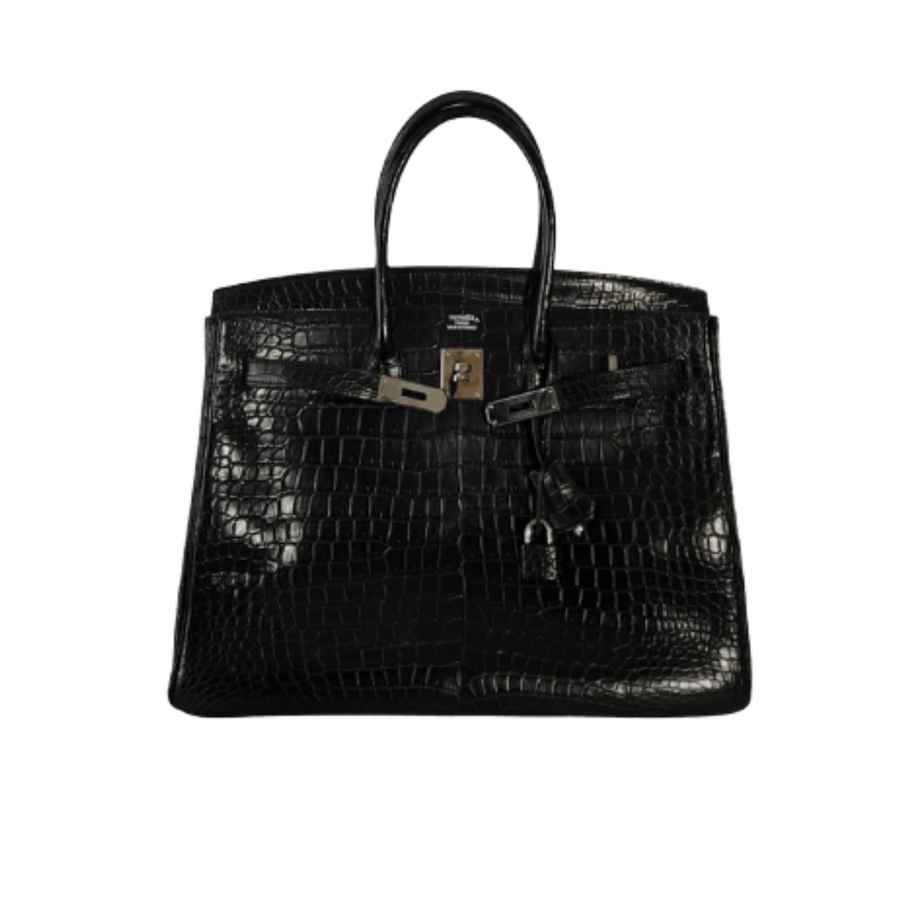 Hermès Bag | Birkin Handbag Made From Shiny Black Crocodile Skin.