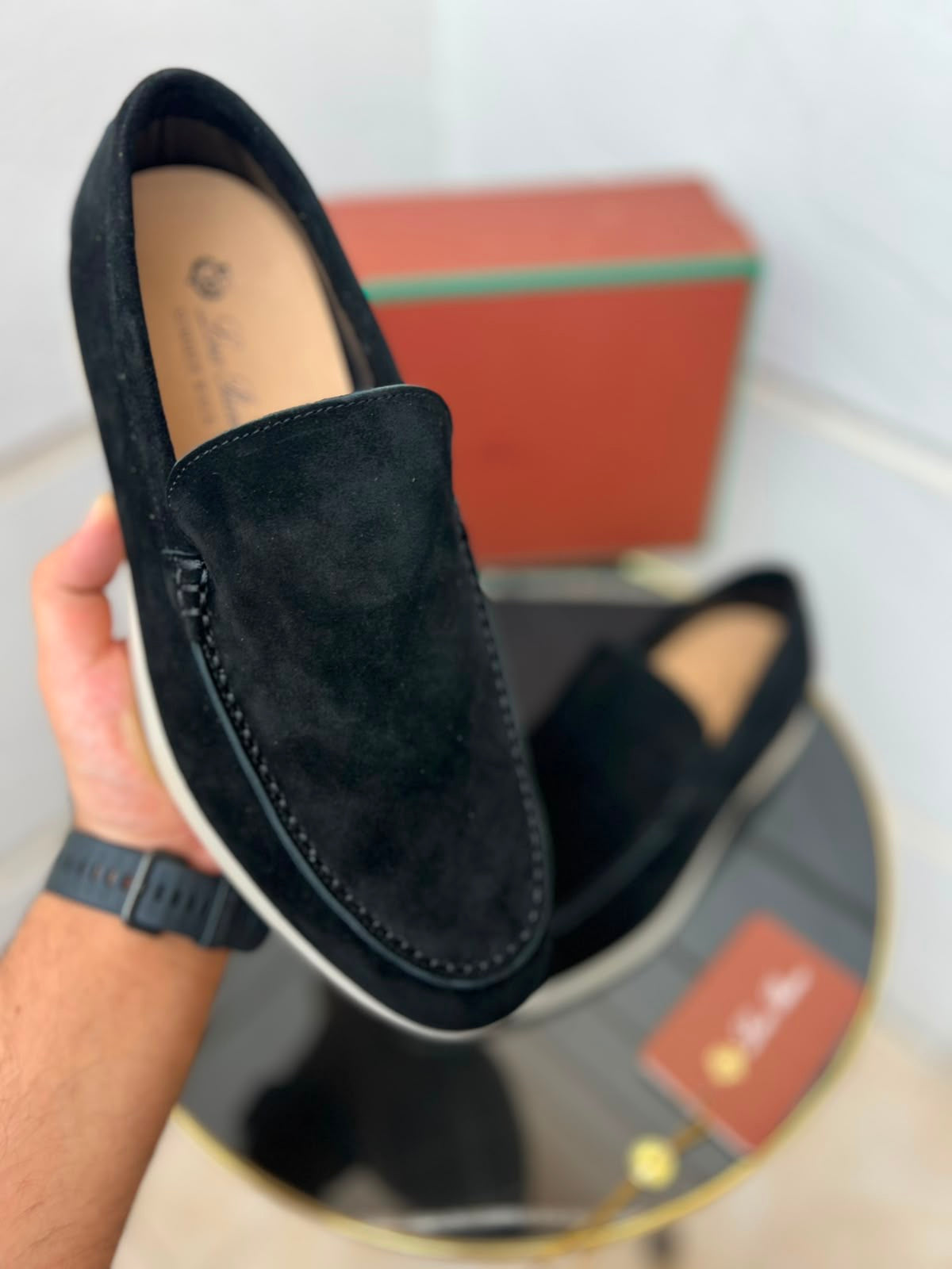 Loro Piana Suede Summer Sneakers – Black - View 2