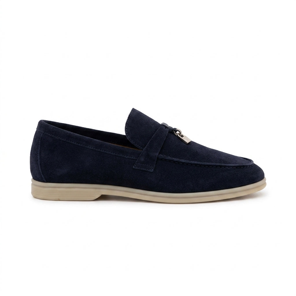 Loro Piana Suede Loafers – Navy Blue - View 1