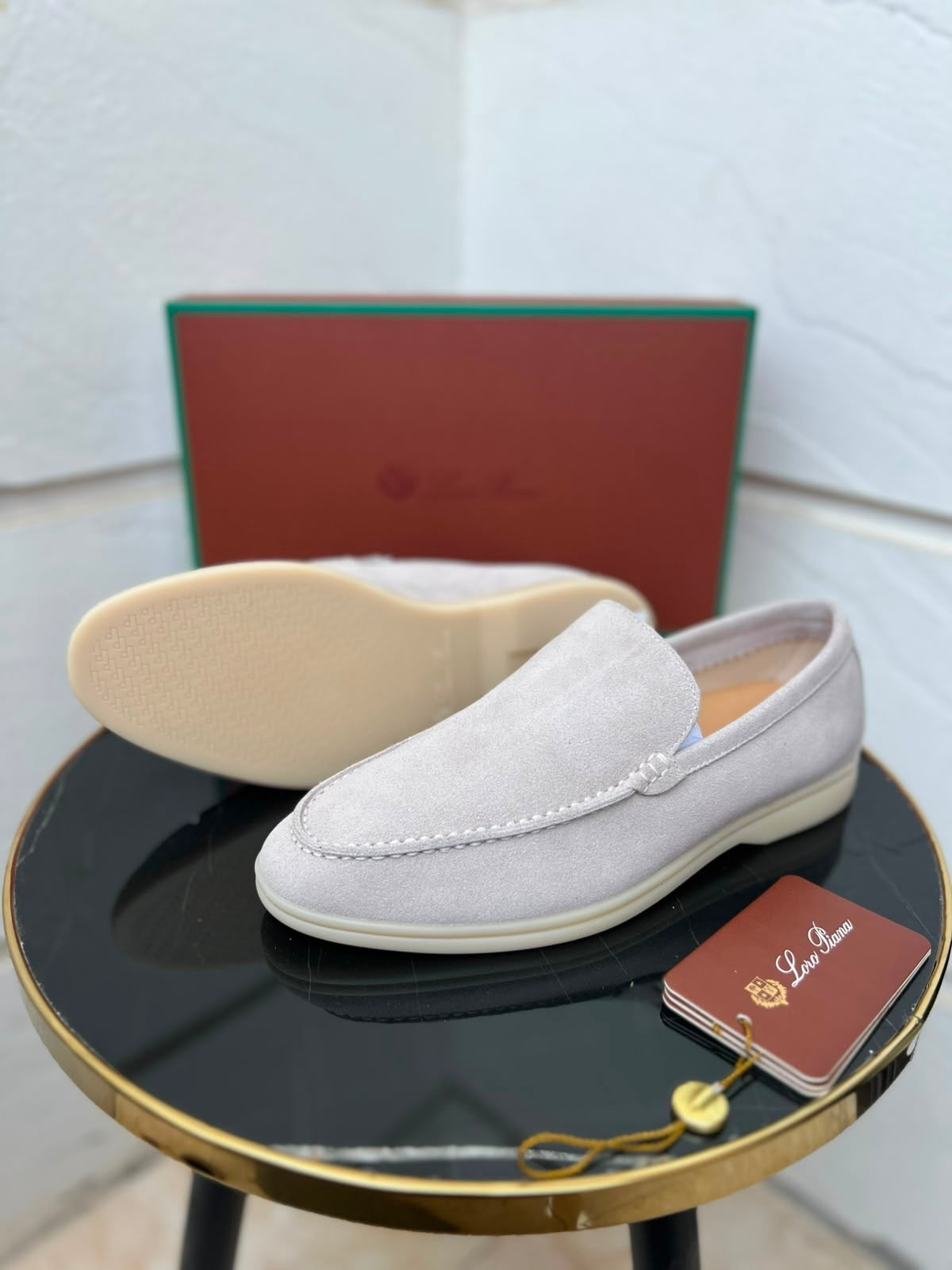 Loro Piana Suede Loafers – Light Grey - View 4