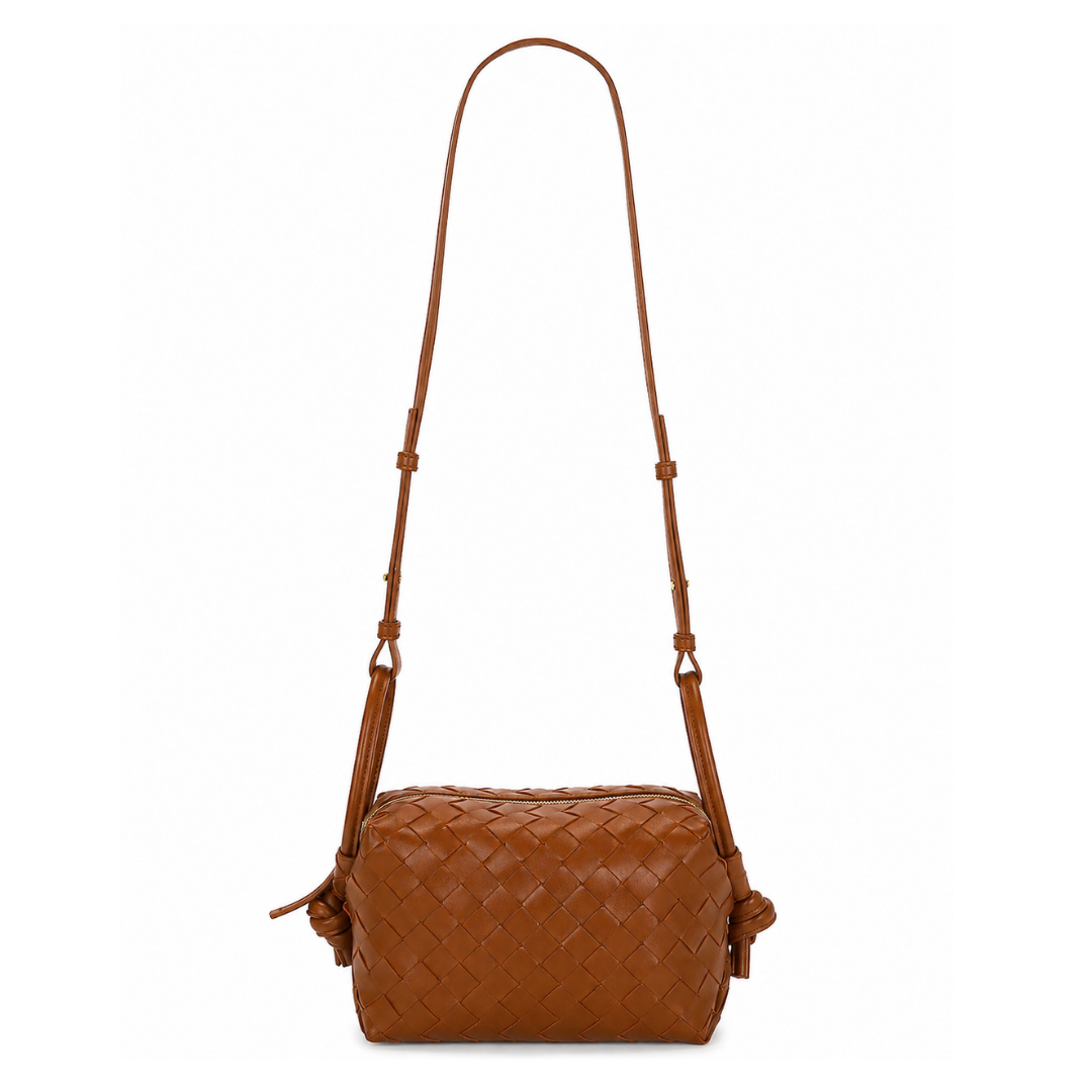 Bottega Veneta Woven Leather Crossbody Camera Bag – Brown - View 2